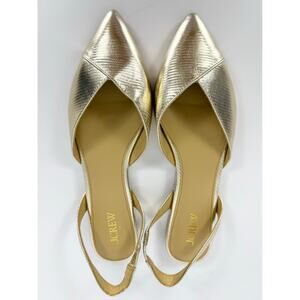 J Crew Metallic Slingback Zoe D'orsay Point Toe Flat Women's 9.5 Gold